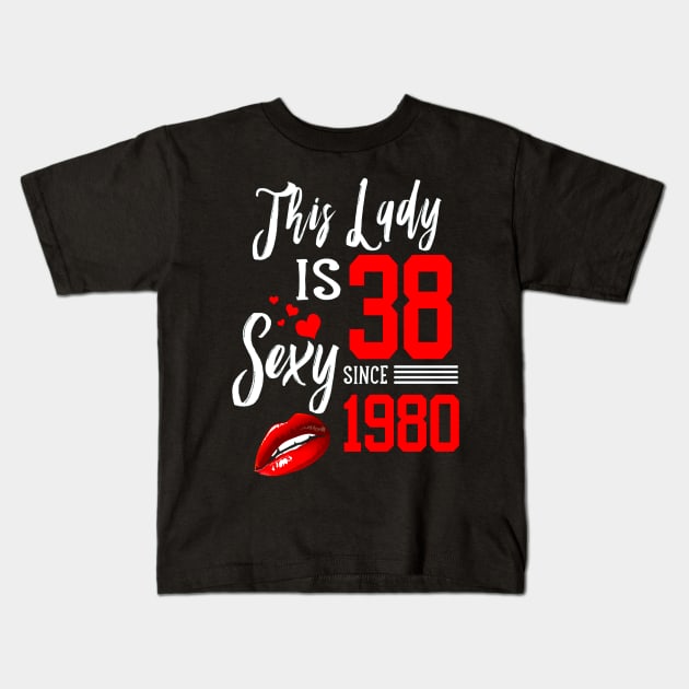 Vintage Born in 1980 38th Birthday Gift 38 This Lady Awesome Kids T-Shirt by nevilleanthonysse